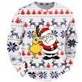 thumbnail image 4 of Chandail à Capuche Sans Capuche pour Hommes Hiver Chaud Col Rond Chandail Imprimé Flocon de Neige Père Noël Décontracté Confortable Doux, 4 of 4