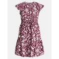 thumbnail image 6 of Time and Tru Women's Cinched Waist Mini Dress with Flutter Sleeves, Sizes XS-XXXL, 6 of 6