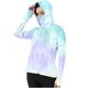 thumbnail image 2 of Chaquetas y prendas de vestir exteriores informales con capucha y manga larga de color degradado para mujer, con capucha y hebilla para el pulgar, ropa de protección solar, parte superior de poliéster, 2 of 7