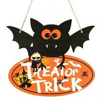 Halloween Hanging Door Decoration Halloween Pumpkin Hanging Trick or Sign with 3d Bat Wall Sticker for Halloween Party Decoration