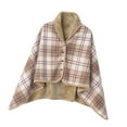 thumbnail image 3 of Esquirla Poncho Blanket Cozy for Adults with Buttons Cape for Home Bed Sofa Office Winter Camel 80x130cm, 3 of 8