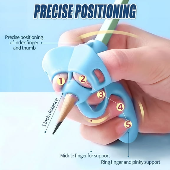 CCOCC Pencil Grips for Handwriting,5 Finger Silicone Pencil Holder for Handwriting Aid Tools,Comfortable Pencil Grippers for Beginners Posture Correction Training Writing