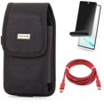 thumbnail image 1 of Red 6ft Long Cable & Privacy Screen Protector & Case Belt Clip for Samsung Galaxy Note 20 (6.7") - Combo with USB-C to Type-C PD Fast Charger & TPU Film Anti-Peep & Swivel Holster, 1 of 14