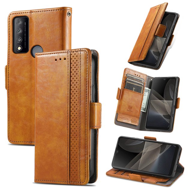 Étui pour TCL 30 V Portefeuille en Cuir Design Livre Fermeture Magnétique - Jaune