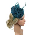 thumbnail image 3 of TODOZO Fascinators Hat Flower Mesh Ribbons Feathers On A Headband and A Clip Tea Party Headwear for Girls and Women Wedding Casual Clip Women Hair Fascinator Headpieces Handmade Headband Green, 3 of 4