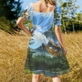 thumbnail image 3 of Bob Ross Inspired Landscape - Mountain Art Sleeveless Dress long dress women summer Summer women's clothing, 3 of 6