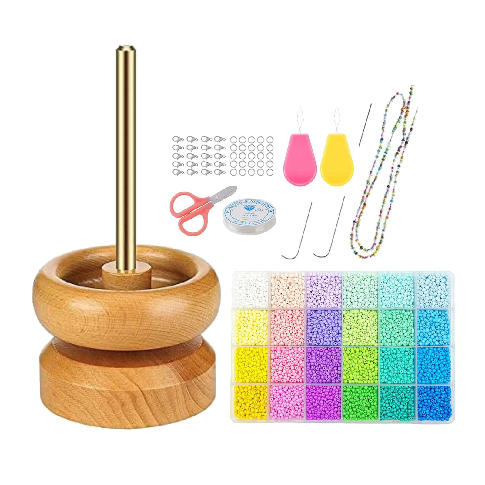 Wooden Bead Set Bead Stringer, Findings Jewellery Making Supplies, Crafting Project Bracelets DIY Crafts Making Stringing Bead 17.5cmx9.5cmx9.5cm