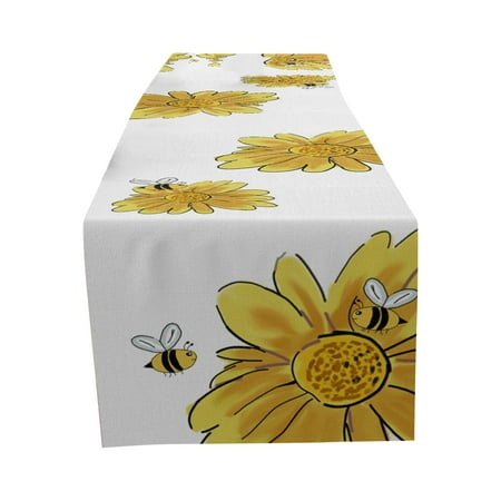 

HJQEQVD Table Runner Sunflower and Floral Pattern Table Runner Heat Insulating and Non Slip Linen Placemat Fall Table Runner for Home Clearance A One Size