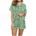 thumbnail image 1 of Birdeem Ensembles de Pyjama pour Femmes 2 Pcs Femmes Décontracté Imprimé Col Rabattu Manches Courtes Blouse Mode Pantalon Court Ensemble de Pyjama, 1 of 12