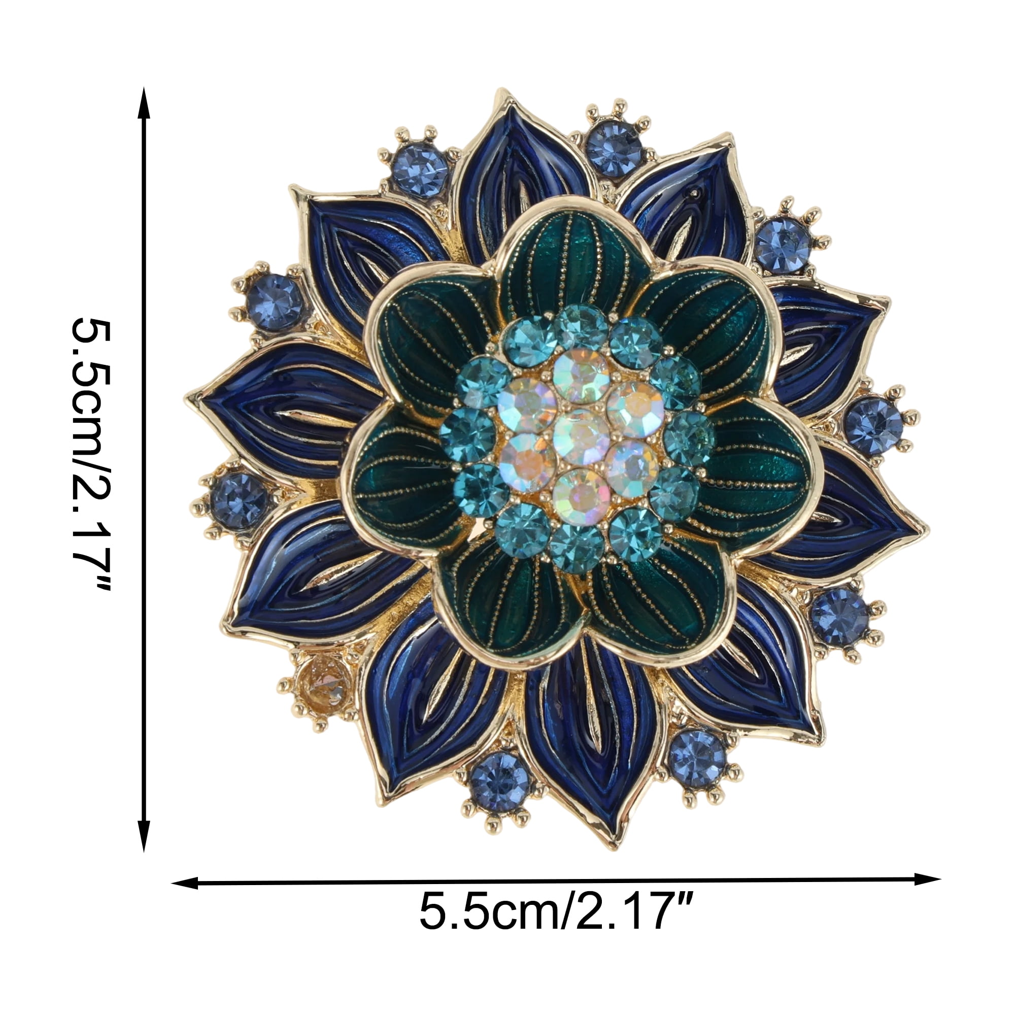 Unique Bargains Elegant Flower Rhinestone Brooch in Blue Color for Fashion Accessories