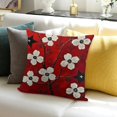 thumbnail image 3 of Floral Throw Pillow Cover Red Black and Blossoms Square Decorative Throw Pillow Cushion Case for Home Couch Living Room Bed Sofa Car Pillowcase, 3 of 5