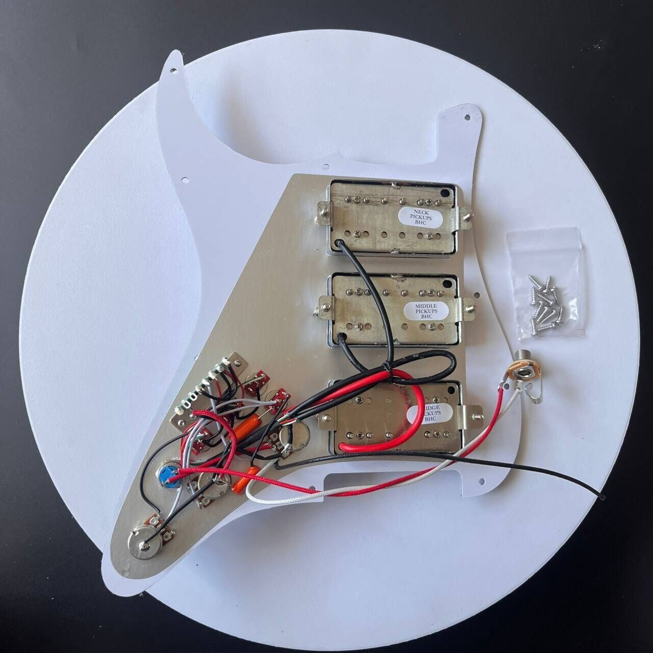 HHH Prewired Guitar Strat Pickguard Set  with Silent Switch Kill Swith  Alnico 5 Humbucker Pickups Coil Splitting Switch Multi Switch Harnesses for Fender ST Electric Guitar Replacement Parts