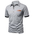 thumbnail image 4 of Camisetas Elvqul para Hombre Casuales Gris Manga Corta Diseño Solapa Botones, 4 of 9