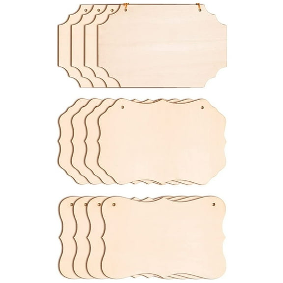 Hangs, Household pendant, Dienrx 12Pcs Unfinished Hanging Wood Sign Rectangle Blank Wooden Plaque Blank Hanging Wooden Banners for Pyrography Painting Writing DIY Home Crafts, 12 pendants