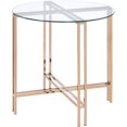 thumbnail image 1 of BM209588 Benjara Table d'Appoint avec Base en Métal en Forme de X et Plateau en Verre Rond, Or, 1 of 4