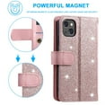 thumbnail image 5 of Dteck 9 Card Slots Wallet Case for Apple iPhone 13 6.1-inch,Hybrid Magnetic PU Leather Zipper Kicstand Shockproof Rubber Full Protector iPhone 13 6.1" Cover with Strap,Rosegold, 5 of 7