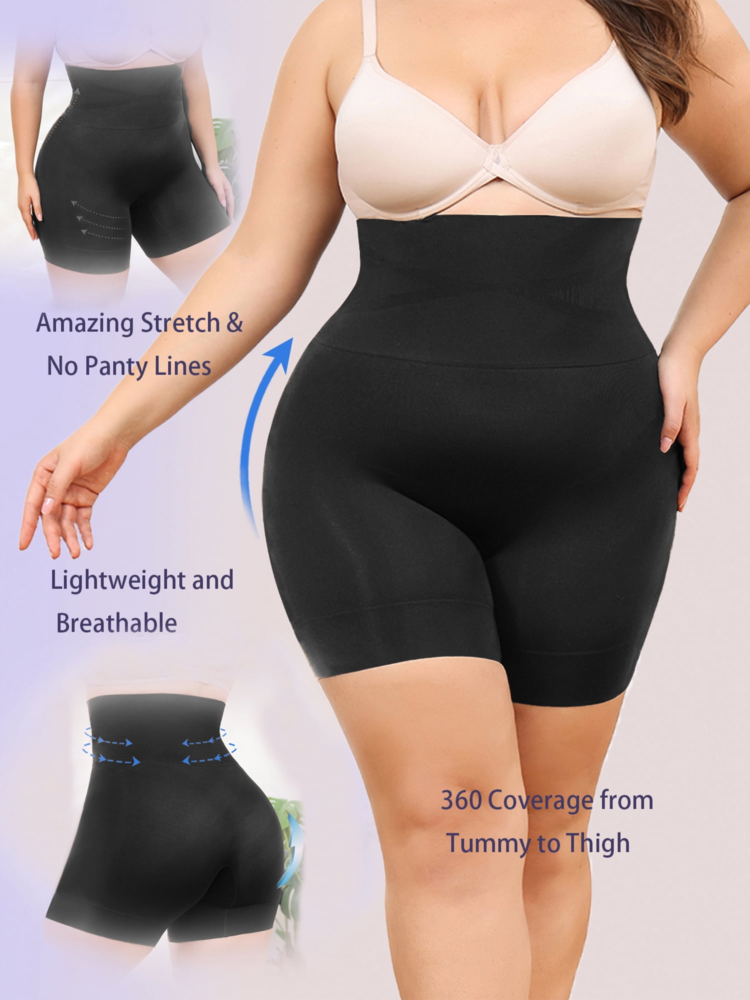 Anyfit Wear Plus Size High Waisted Body Shaper Shorts Shapewear for Women Tummy Control Thigh Slimming Panties