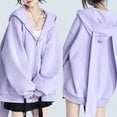 thumbnail image 6 of Aellinatey Women Long Sleeve Oversized Jackets Long Rabbit Ears Zip Up Hoodie Sweatshirt, 6 of 13