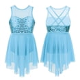thumbnail image 3 of Traje de Ballet para niñas, vestido de tutú con leotardo de gimnasia con lentejuelas y cuello Halter, faldas de práctica de danza contemporánea, vestido de baile tutú de bailarina, 3 of 5