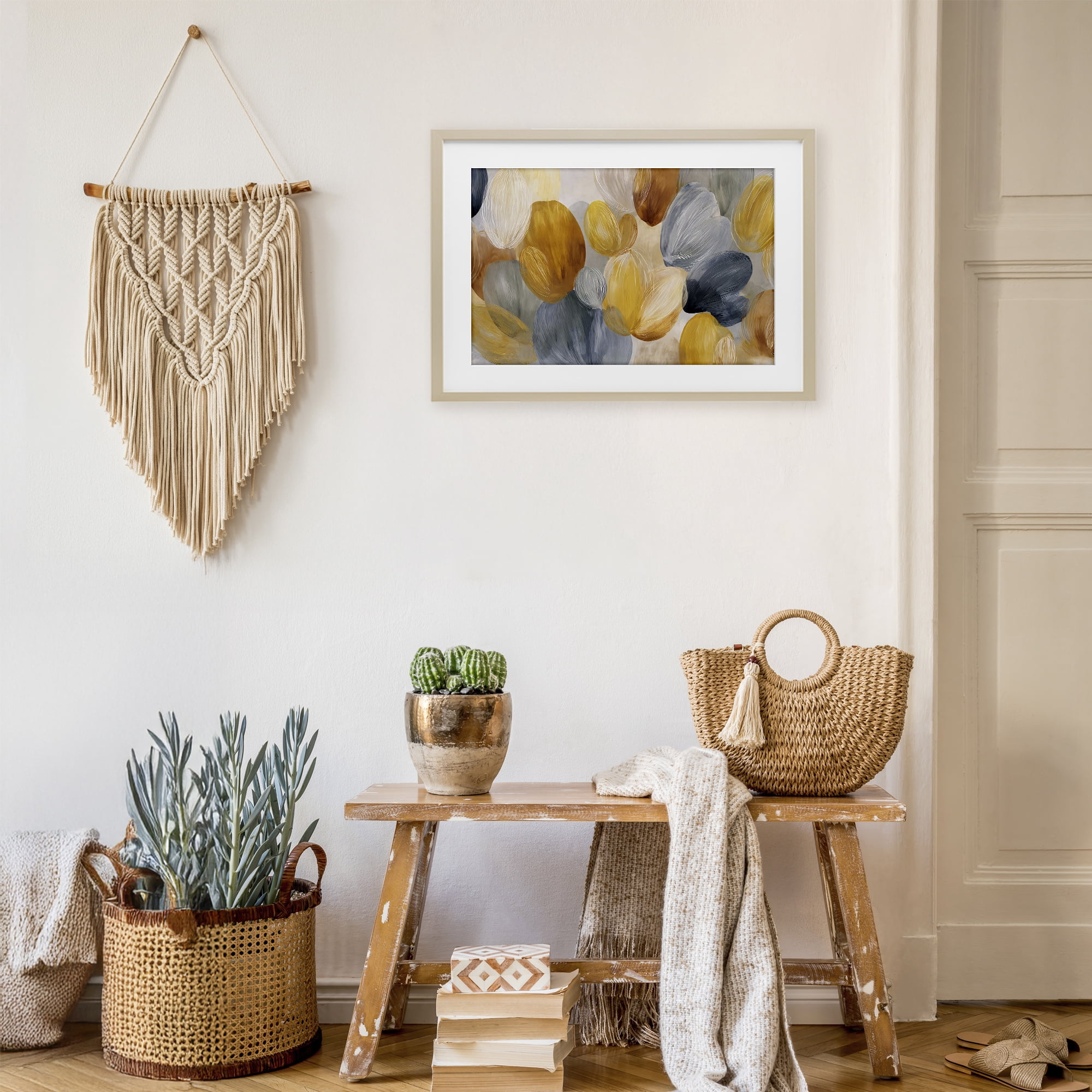 Stupell Industries Warm Oblong Layered Shapes Birch Framed Print Under Glass, design by Jacky Ngan