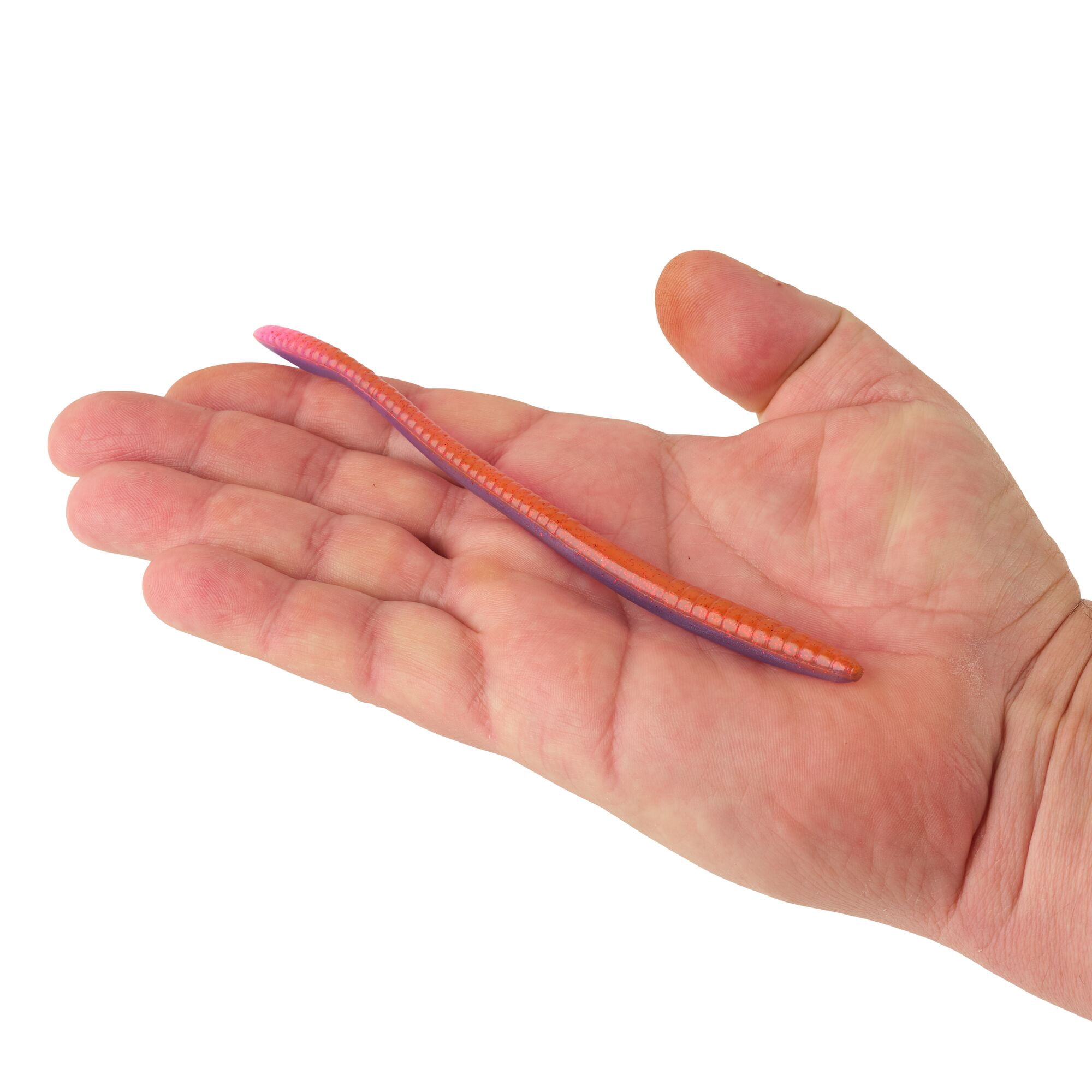Berkley PowerBait® Bottom Hopper, 6.25 in, Worms, Morning Dawn Red Flake (12 Count)