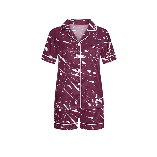 Birdeem Pyjama pour Enfants Décontracté Uni à Col Rabattu, Blouse à Manches Courtes, Short de Mode