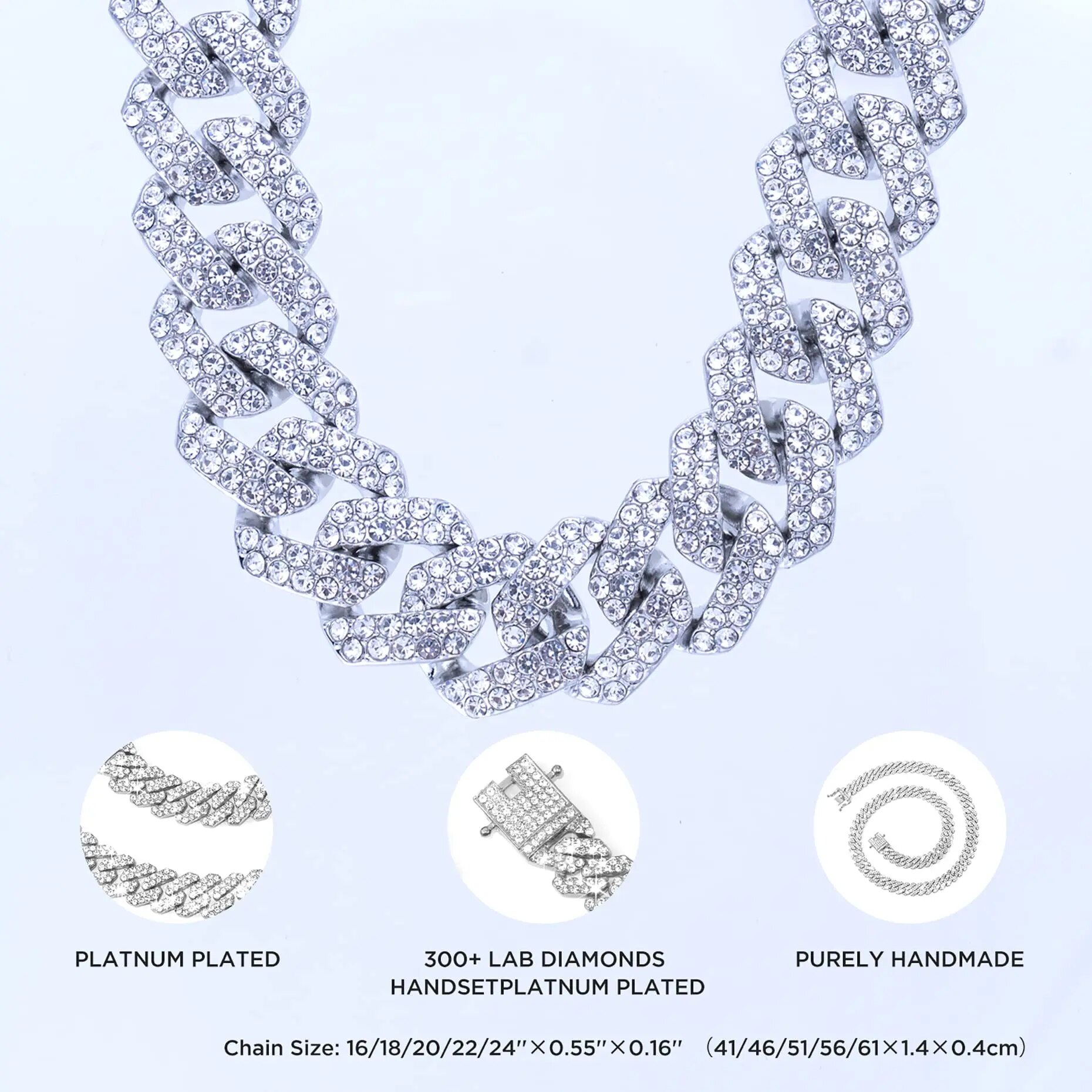 アクセサリー Iced Out Prong Chain Necklace 14mmSILVER Iced Out Prong Chain Necklace 【14mm / SILVER】 | Glitter