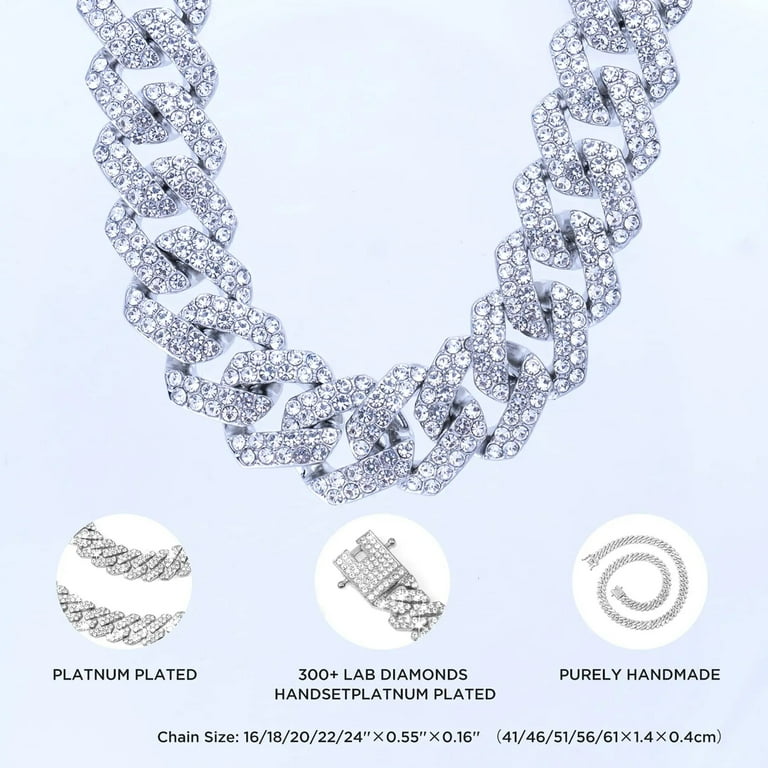 アクセサリー Iced Out Prong Chain Necklace 14mmSILVER 14mm Iced Prong Cuban Chain – The GUU Shop