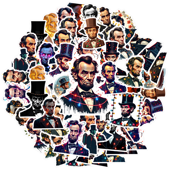Yatrandify Waterproof Stickers Vinyl Abraham Lincoln Stickers Colorful Decorative Stickers for Notebooks Suitcases Instruments