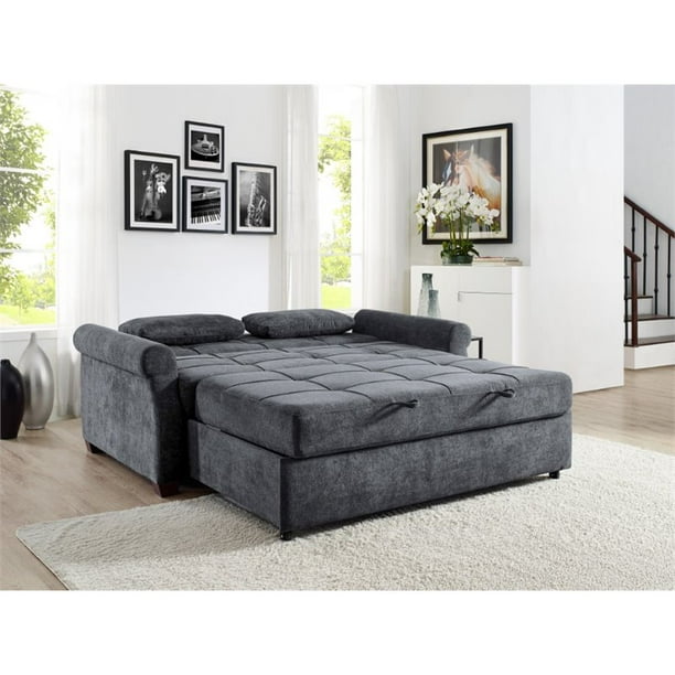 Serta Henley Queen Convertible Sofa in Gray Fabric Upholstery