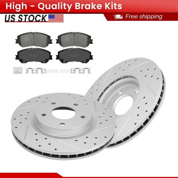 ACB ZONE Front Brake Kits for 2014-2017 Nissan Rogue, Drilled Slotted Disc Brake Rotors and Ceramic Brake Pads