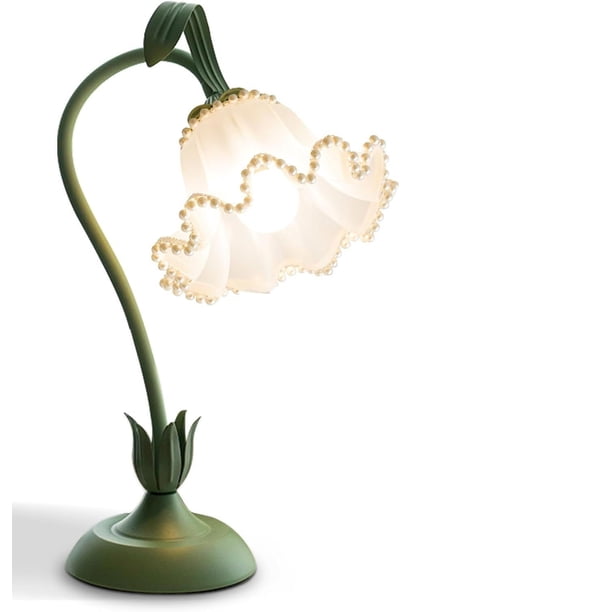 Lámpara de escritorio con flores decorativas for dormitorio romántico con luz de noche y flores de campo