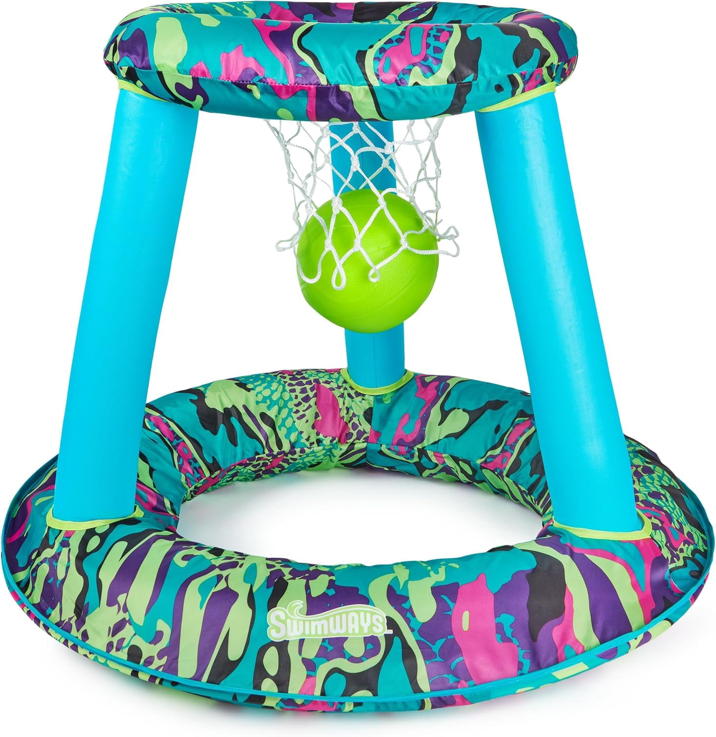 SwimWays Hydro Spring Hoops Inflatable Pool Game Basketball Set