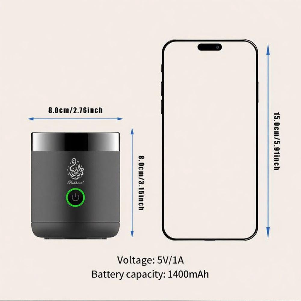MUMQAQ Electric Bakhoor Burner, Portable Mini Incense, Rechargeable USB Aroma Diffuser,Aroma Diffuser Electric Arabic Incense Holder Muslim Home