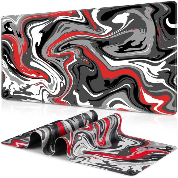 Gaming Mouse Pad, Fluid Pattern Mouse Pad 31.5x11.8inch Large Extended Computer Mouse Mat Keyboard Full Desk Mousepad for Gaming, Office, Home