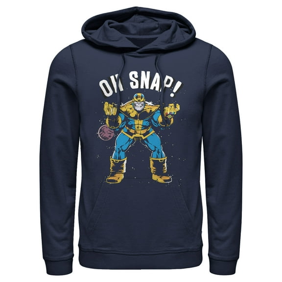 Men's Marvel Thanos Retro Oh Snap Pull Over Hoodie Navy Blue 3X Large