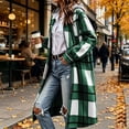 thumbnail image 3 of HappyYEE Women’s Plaid Long Jackets, Fall Flannel Full Zip Hooded Tunic Outerwear, Loose Long Sleeve Tunic Sweatshirt with Pockets, 3 of 7