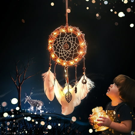 

MyBeauty Bedroom Feathers Pendant Lovely Portable LED Light Indian Inspired Dreamcatcher for Gift