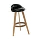 thumbnail image 5 of Taburete de bar alto, taburete de bar, con marco de madera y respaldo, taburete de bar, silla de bar para comedor, cocina, mesas de bar Cuero PU negro, 5 of 9