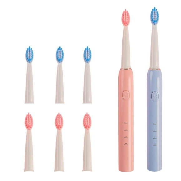 SMihono Electric Toothbrushes Portable Toothbrush Electric Sonic Tooth-Brush For Adults With 8 Replacement Head Travel Smart Whitening Cleaning Electronic, Families&Couples, Pink&Blue Up to 65% off!