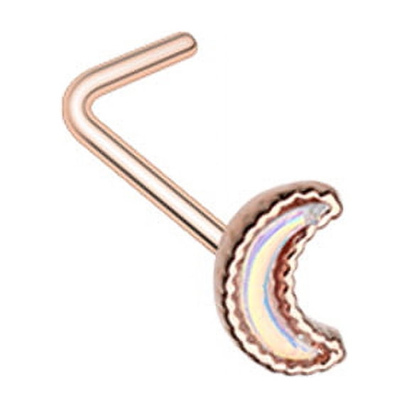 Rose Gold Illuminating Moon Shape L-Shape Nose Ring