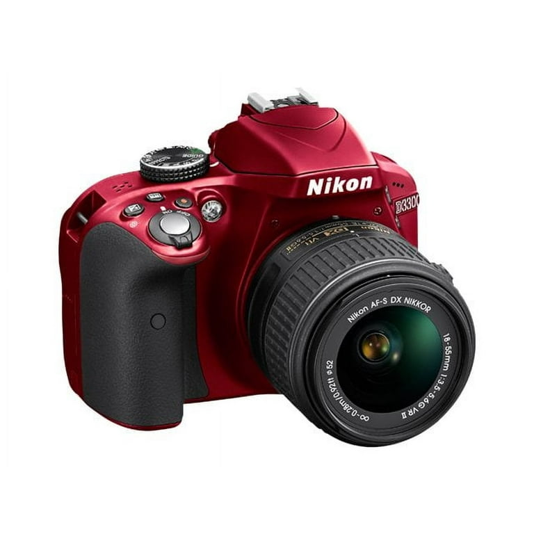 Nikon D3300 - Digital camera - SLR - 24.2 MP - APS-C - 3x optical zoom AF-S  VR DX 18-55mm lens - red