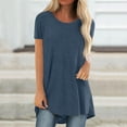 thumbnail image 2 of DPTALR Chemise Longue pour Femmes T-Shirt à Manches Courtes Tops Oversize Grandes Tailles Été Col Rond Blouse Décontractée Ample Tunique Basique, 2 of 5