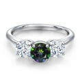 thumbnail image 3 of Gem Stone King 925 Sterling Silver Green Mystic Topaz and White Zirconia Engagement Ring for Women | 2.50 Cttw | Round 6MM | Gemstone November Birthstone | Size 9, 3 of 6