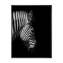 Designart 'Black and White Portrait of Zebra Head' Farmhouse Framed Canvas Wall Art Print