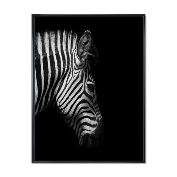 Designart 'Black and White Portrait of Zebra Head' Farmhouse Framed Canvas Wall Art Print