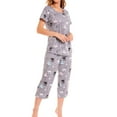 thumbnail image 4 of Defitshape Women's Cute Cotton Pajama Set Capri Loungewear Soft Short Sleeve Pjs Pants Lounge Comfy Two Piece Patterned Print Sleepwear Patterned Medium, 4 of 5
