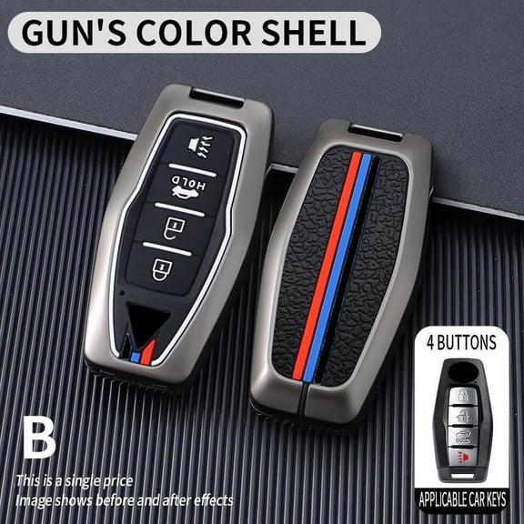 Luminous 4 Button Key Fob Cover Fit for Mitsubishi Outlander 2023 2022 2021 Keyless Silicone & Metal Key Case with Keychain