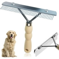 Tutuviw Undercoat Rake for Dogs for Grooming Large Dogs Grooming Brush Long Tooth Undercoat Dog Rake with Wood Handle Deshedding Tool Steel Comb Mane Brush Dog Deshedding Brush