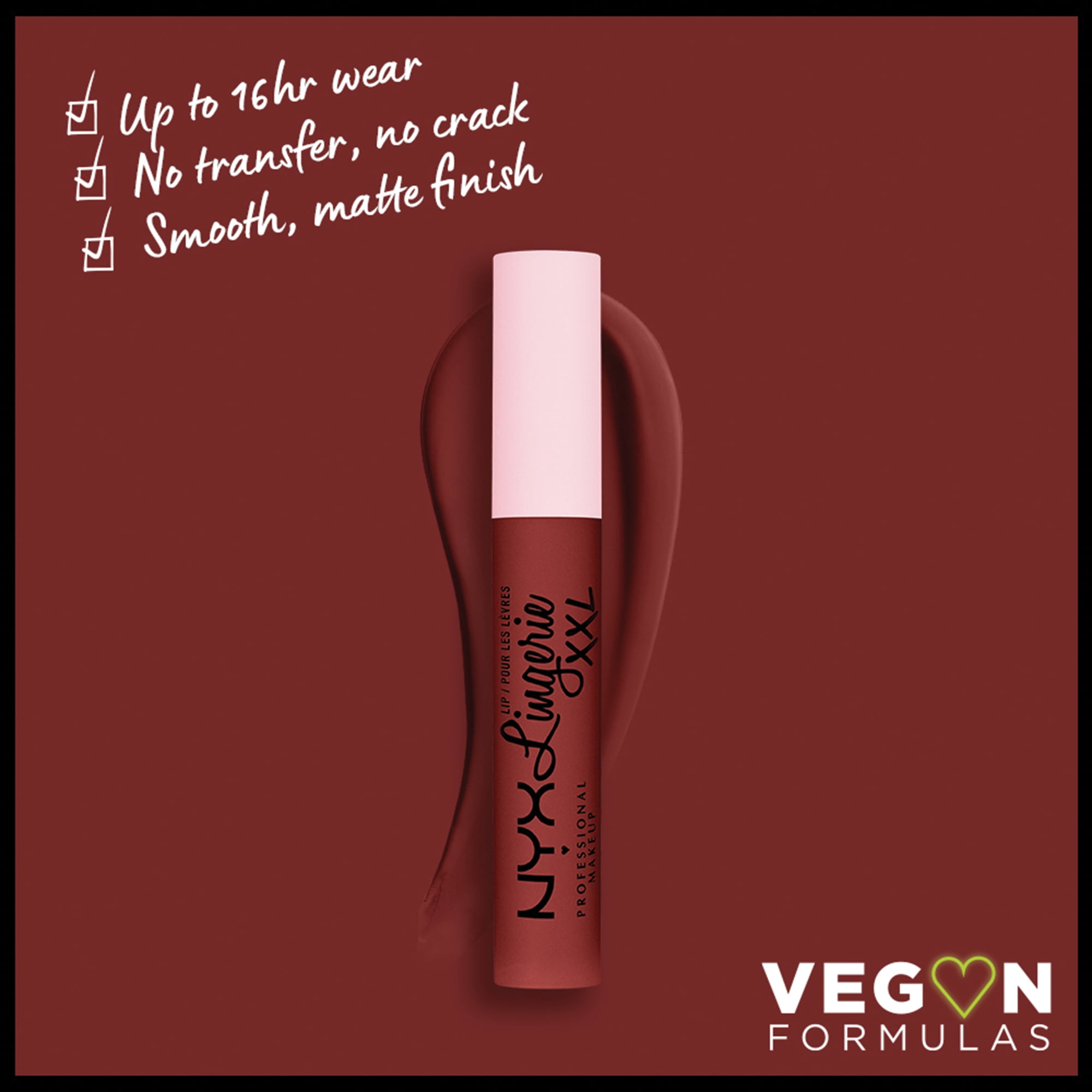 NYX Professional Makeup Lip Lingerie XXL Smooth Matte Liquid Lipstick, 16hr Longwear, Straps Up, 0.13 fl. oz.